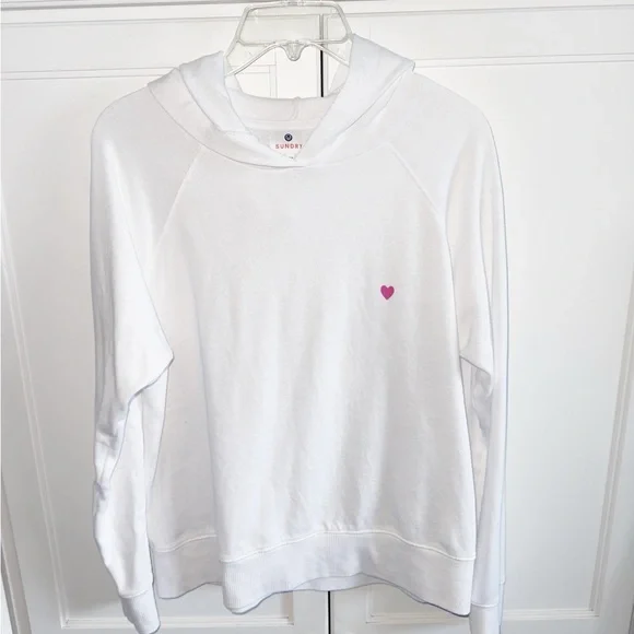 Sundry White Hooded Sweatshirt with Perforated Back Design - Picture 4 of 13